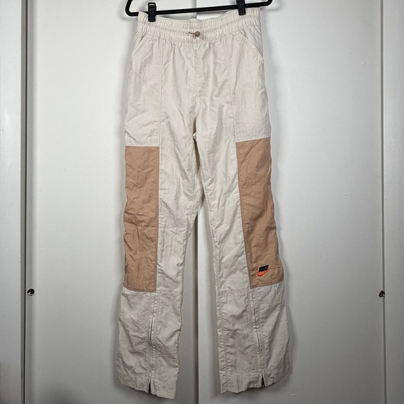 Nike Pants - Nike Sportswear Women Cream Tan Colorblock Track Pants Size M CZ8909-141